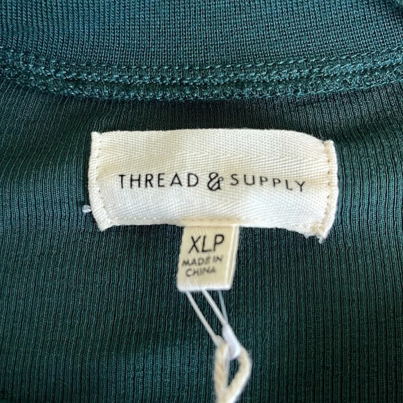 Thread & Supply micro- modal ribbed Forrest green long sleeve shirt, size XLP - Picture 4 of 10